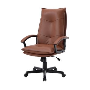 1 Cadeira de Escritorio Giratoria Presidente Denver Rivatti Estofado em PU Marrom Base Rodizio Nylon